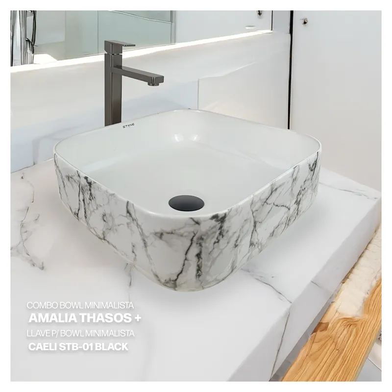 STONE - COMBO BOWL AMALIA THASOS + LLAVE PBOWL MINIMALISTA CAELI STB-01 STONE
