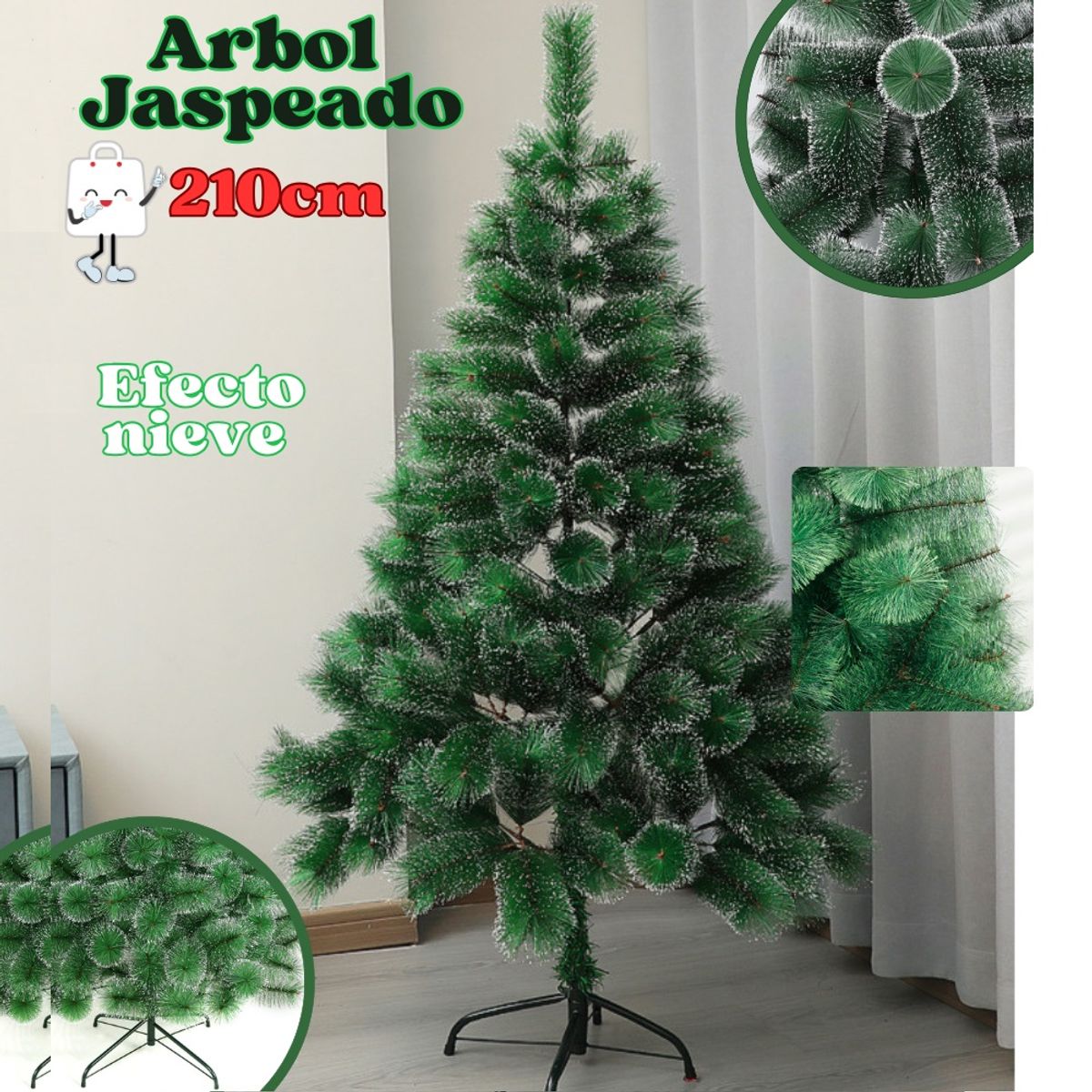 GENERICO - Arbol navideño nevado 210 cm pino de navidad jaspeado