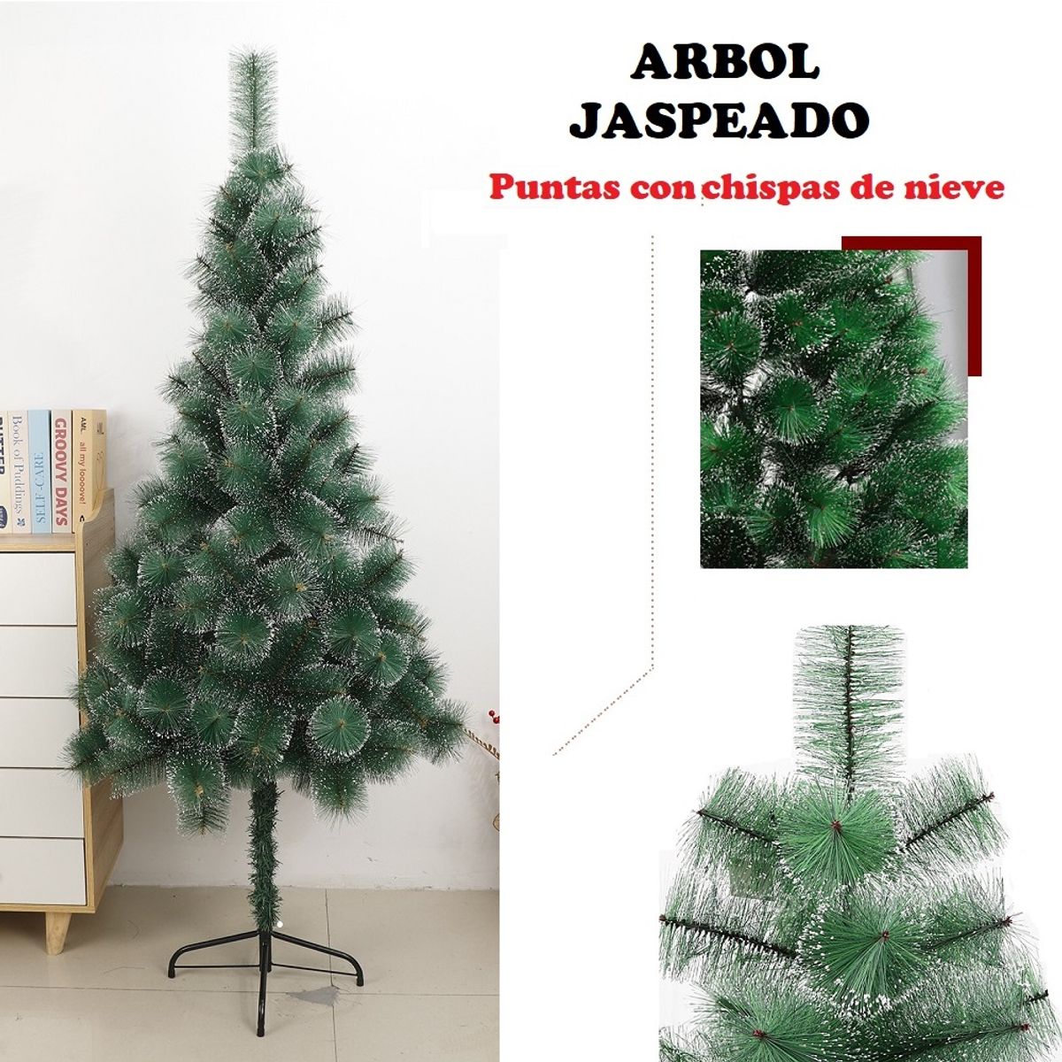 GENERICO - Arbol navideño nevado 210 cm pino de navidad jaspeado
