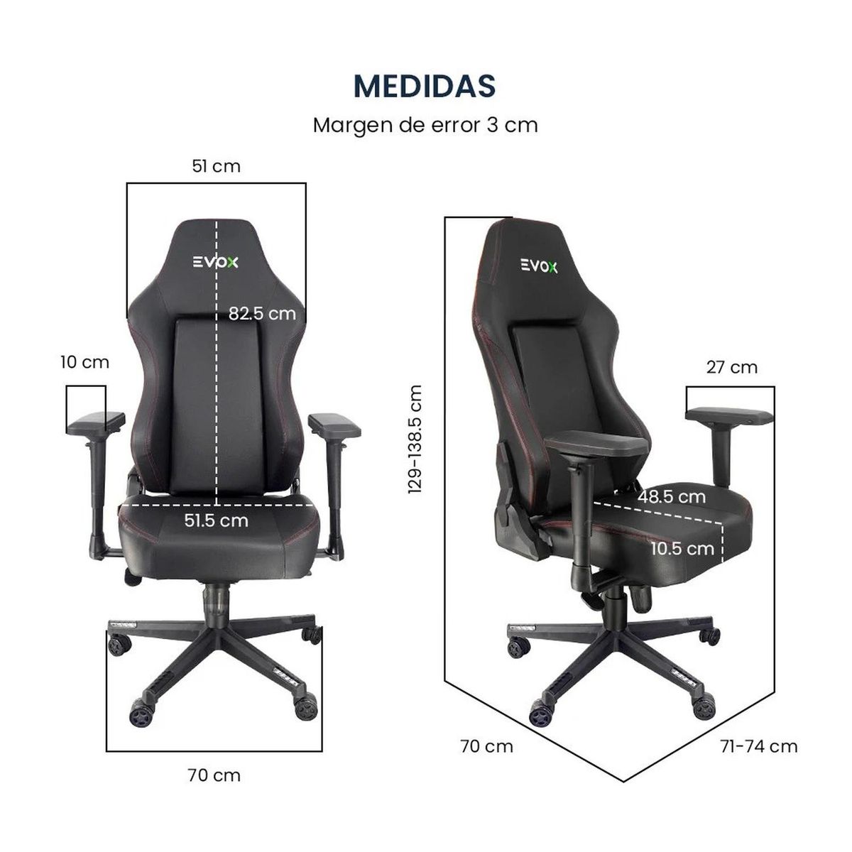 JOTA STORE - Silla Gamer Ergonómica Evox CT736 Reclinable Reposabrazos 4D