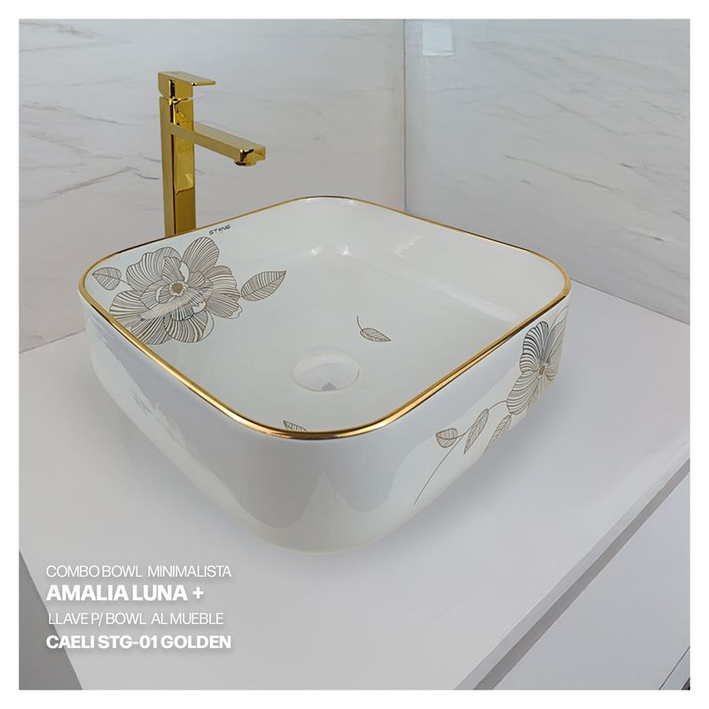 STONE - COMBO BOWL AMALIA LUNA + LLAVE PBOWL AL MUEBLE CAELI STG-01 GOLDEN