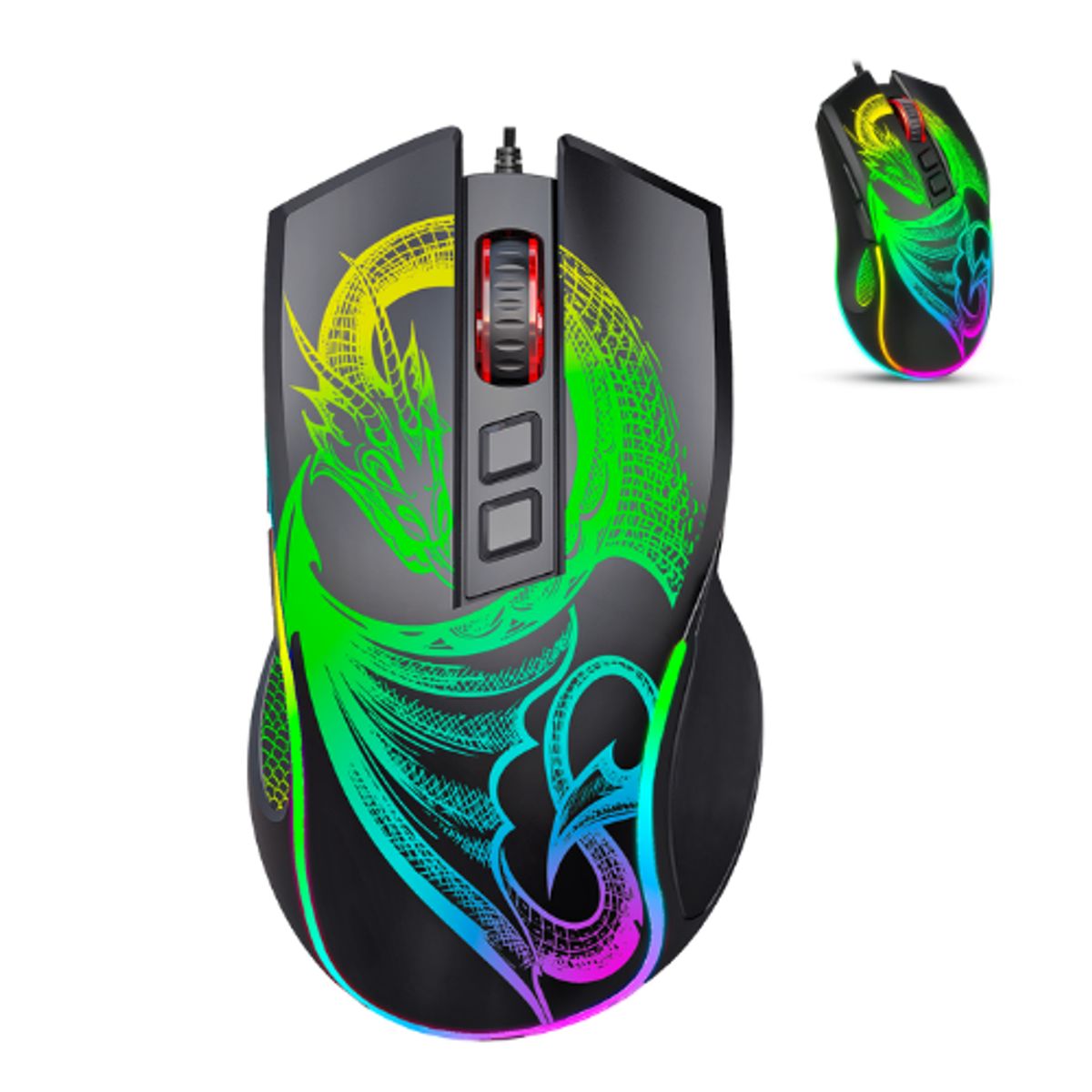 MICRONICS - MOUSE GAMER USB RGB DRAGON MIC GM805 7B 12800DPI