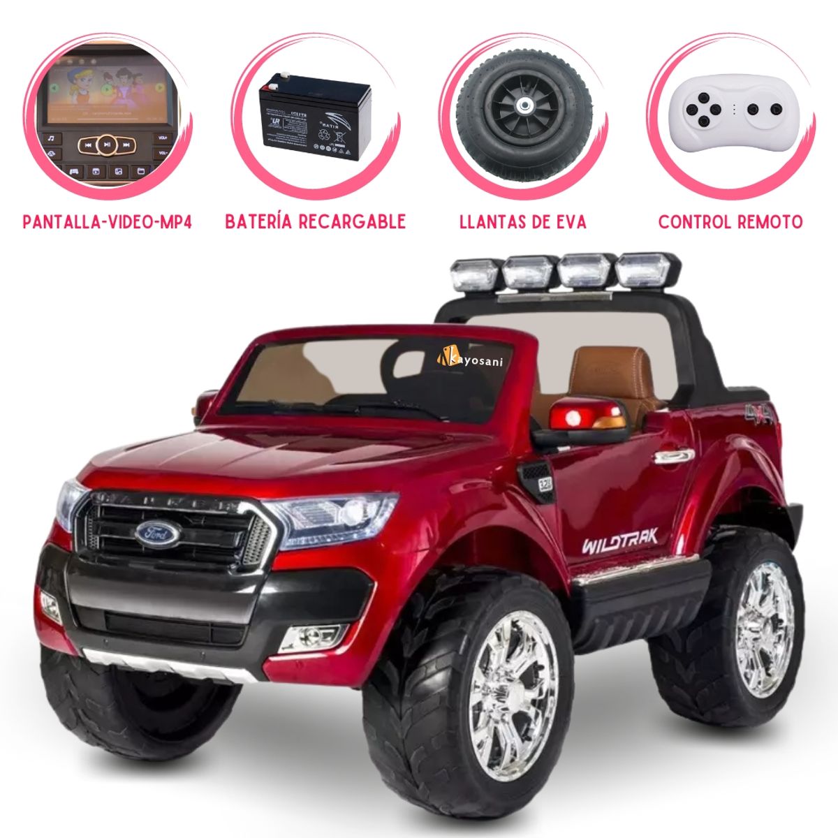 FORD - Camioneta a Batería MP4 Para Niños FORD «RANGER»  Red