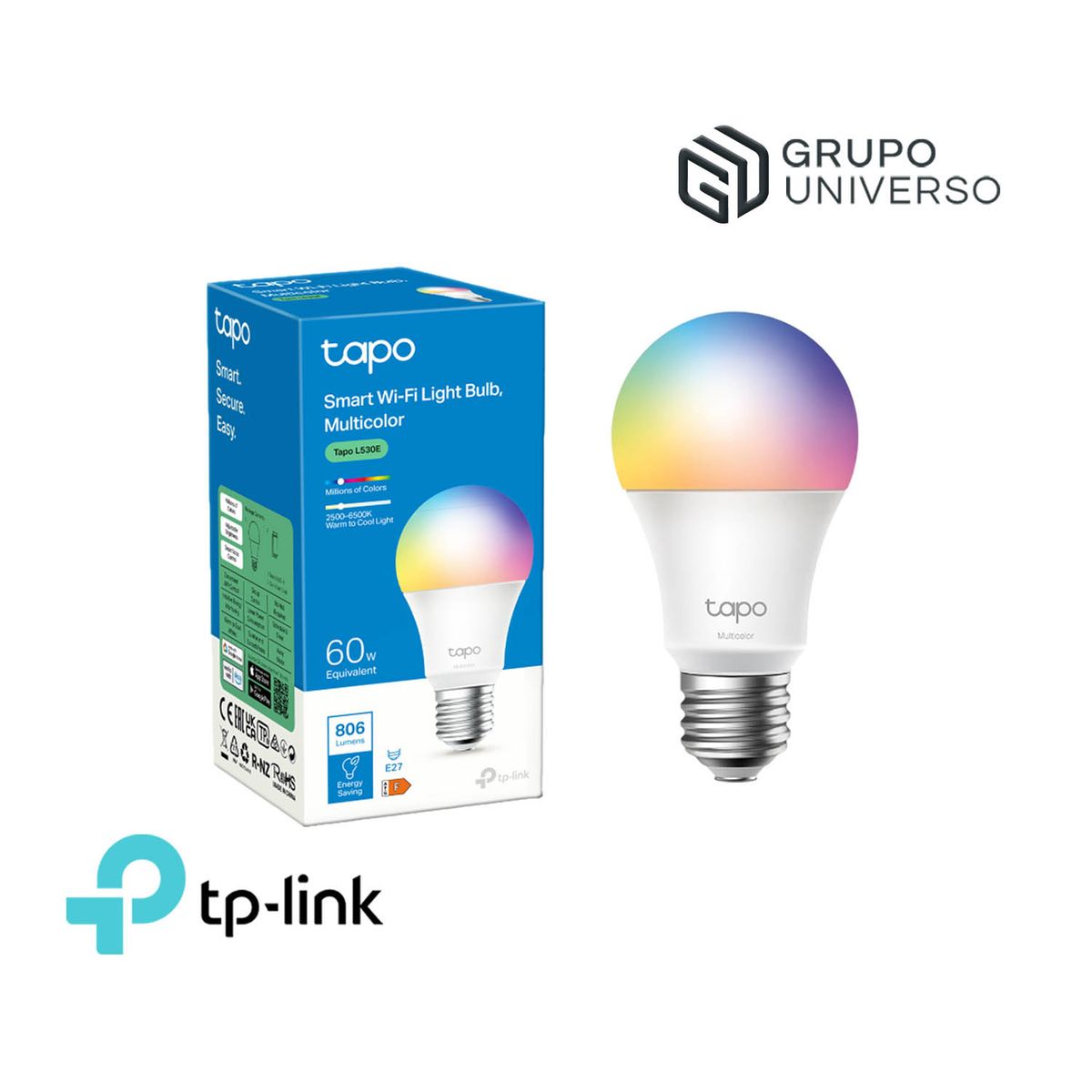 TP LINK - Foco Led Multicolor Tapo L530E Tp-Link Control por Voz Brillo Regulable