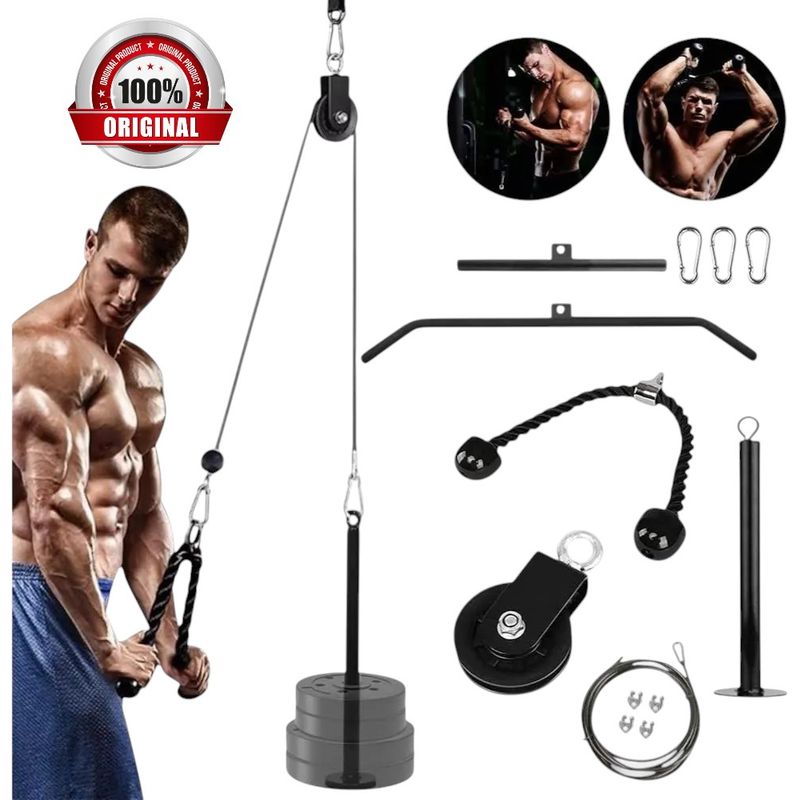 HOLGU - Sistema De Polea Cable Fitness barras accesorios + Soga Agarre