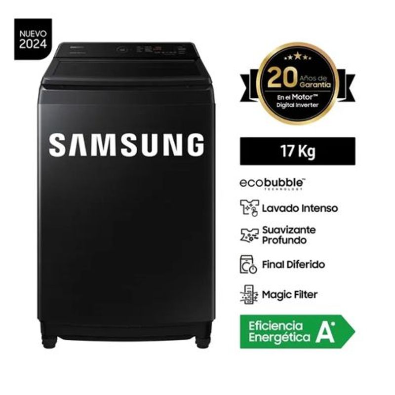 SAMSUNG - Lavadora Samsung EcoBubble 17KG Negra WA17CG6441BV - Negro