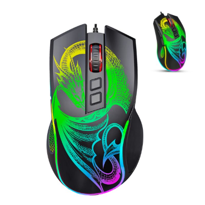 MICRONICS - MOUSE GAMER USB RGB DRAGON MIC GM805 7B 12800DPI