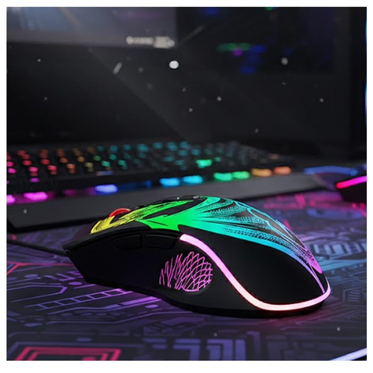 MICRONICS - MOUSE GAMER USB RGB DRAGON MIC GM805 7B 12800DPI