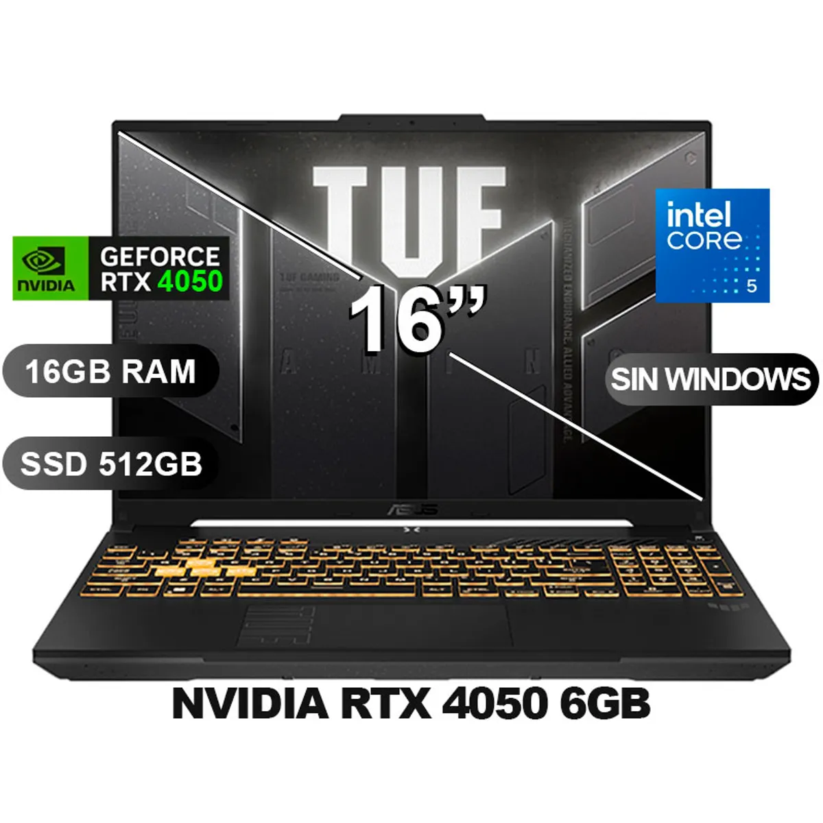 ASUS - Laptop ASUS TUF GAMING FX607VU-RL048 I5-210H 16GB RAM 512GB SSD RTX4050-6GB 16 SIN WINDOWS