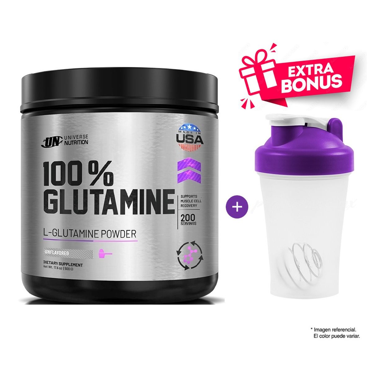 UNIVERSE NUTRITION - Glutamina Universe Nutrition 500 G + Shaker