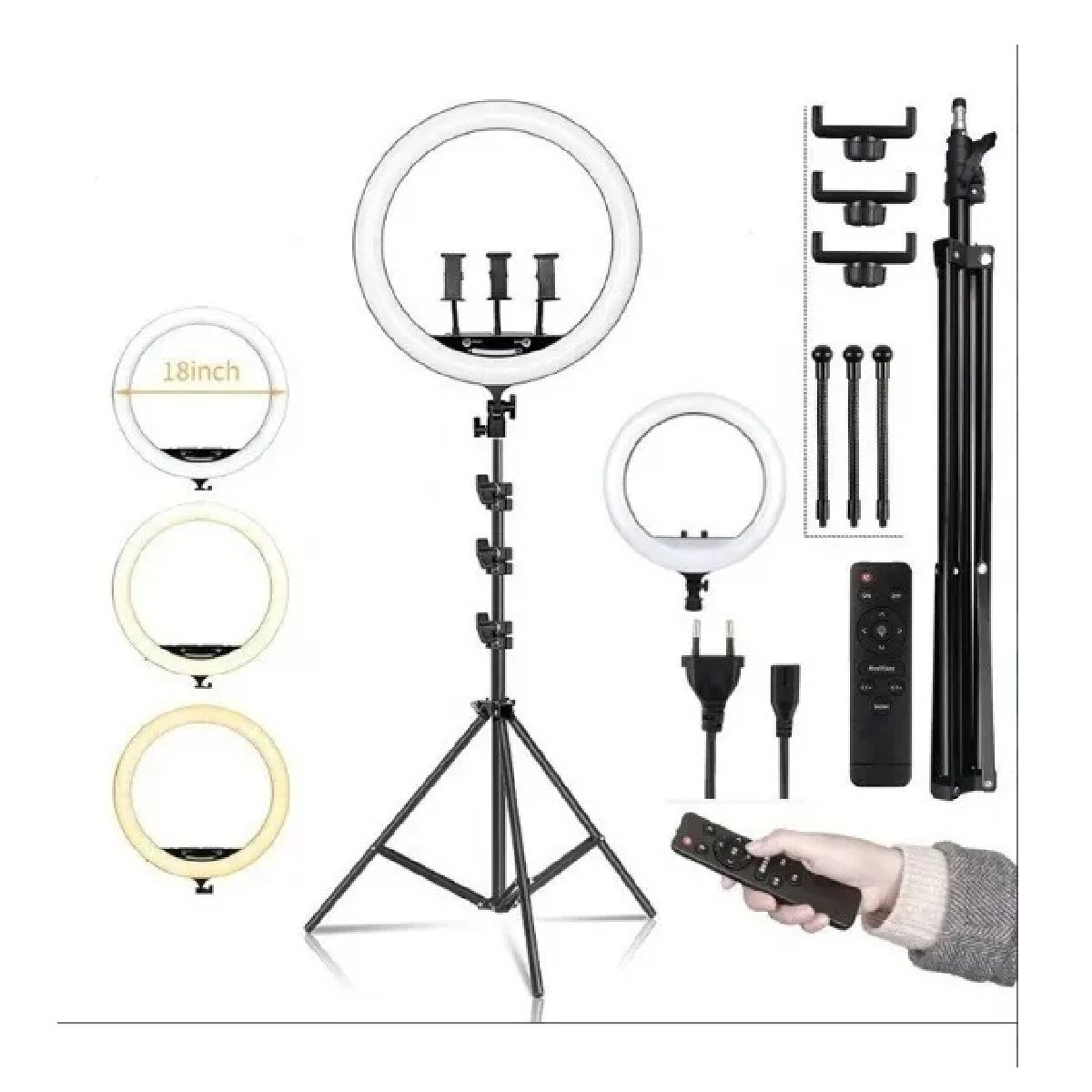 GENERICO - Aro De Luz Led 45 Cm Con Tripode Y Adaptador De Celular