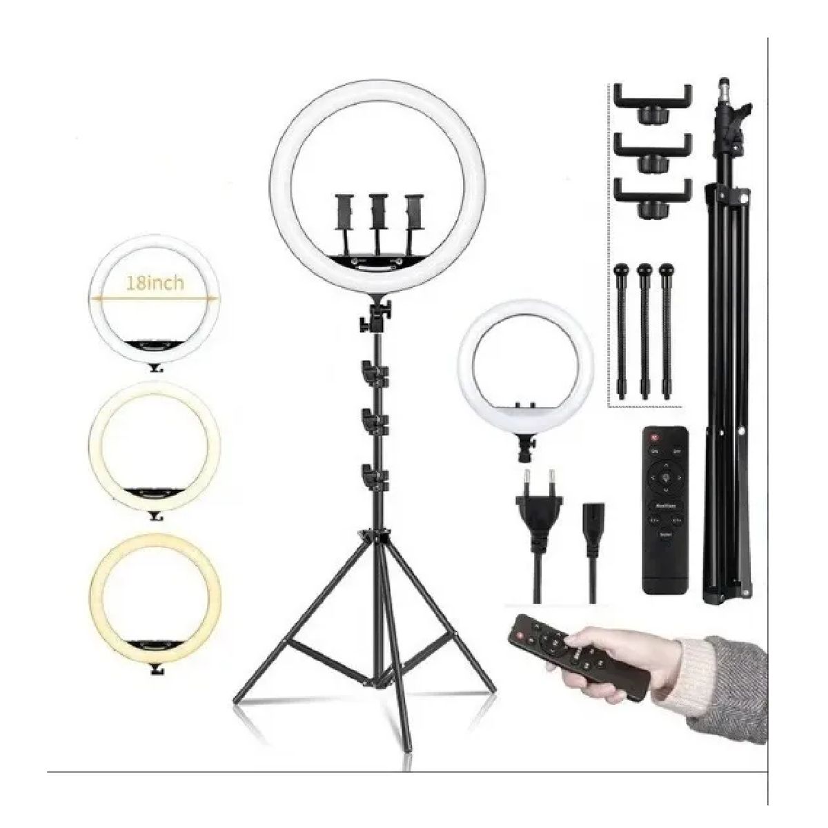 GENERICO - Aro De Luz Led 45 Cm Con Tripode Y Adaptador De Celular