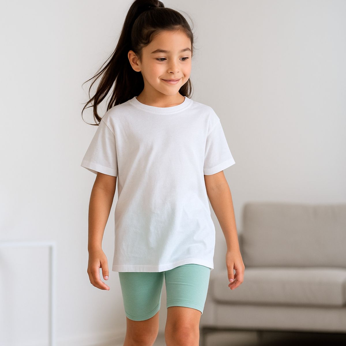 GENERICO - Biker Short Niña Algodón Cemento - Angela Kids