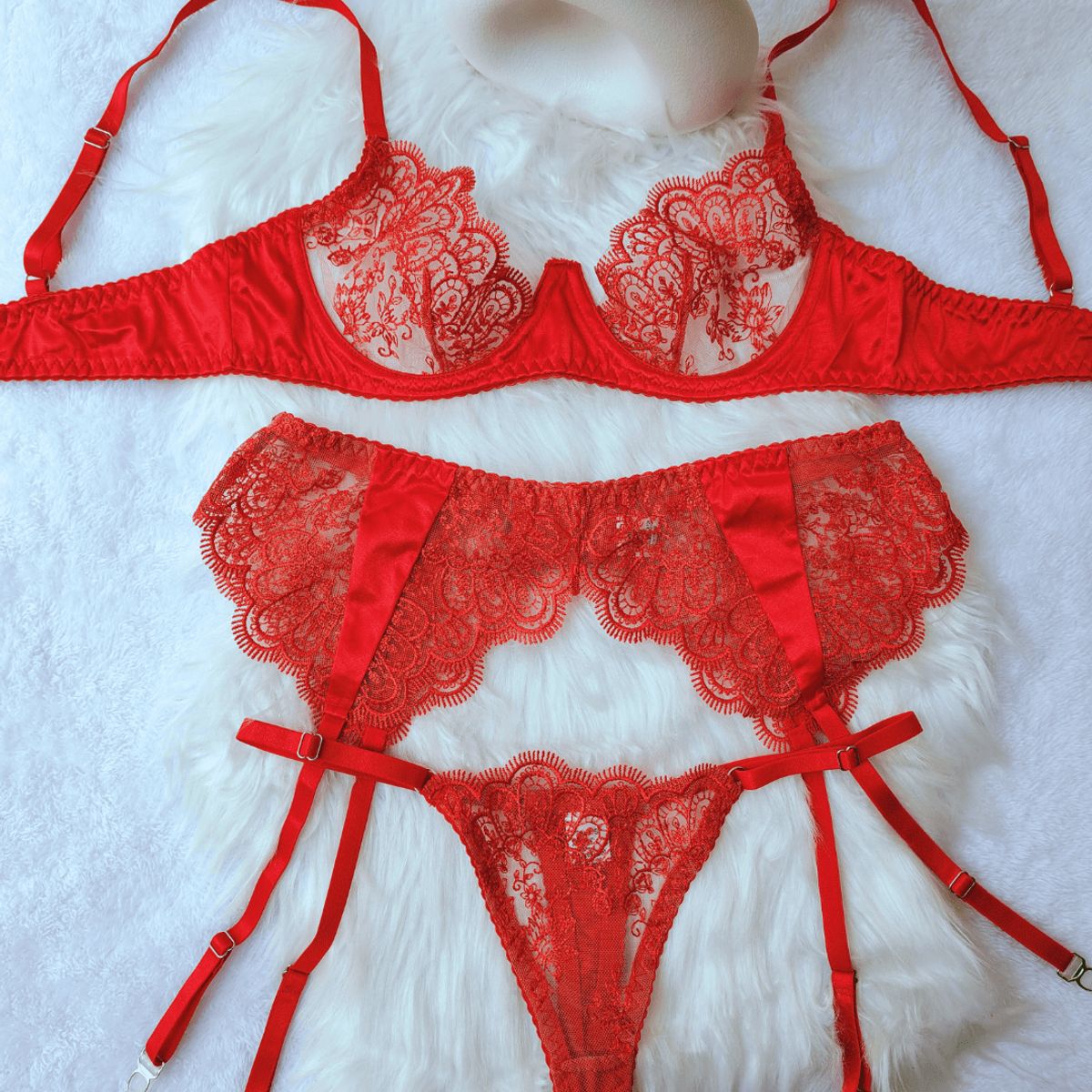 GENERICO - Set de Lencería rojo para mujer talla L - CLEO