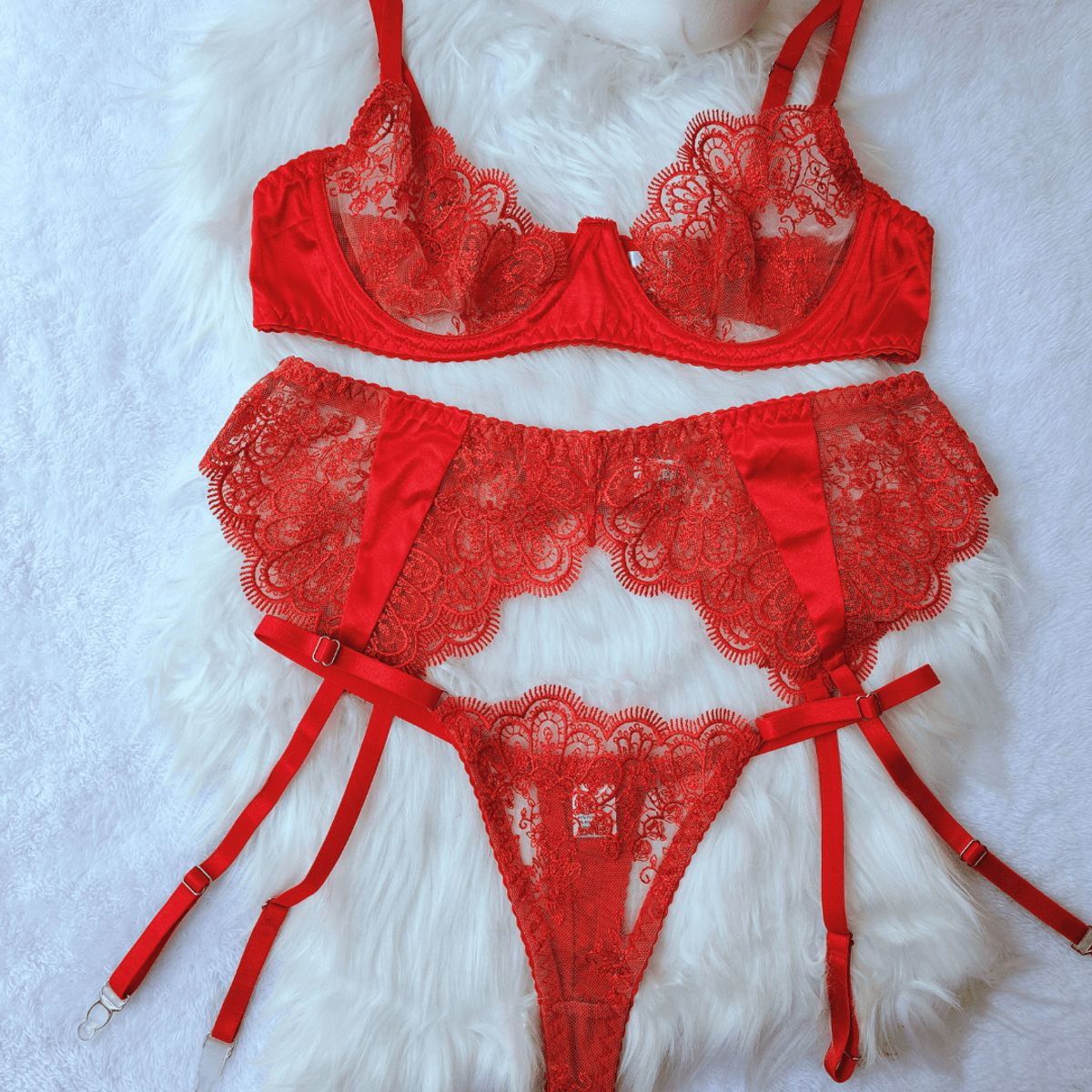 GENERICO - Set de Lencería rojo para mujer talla L - CLEO