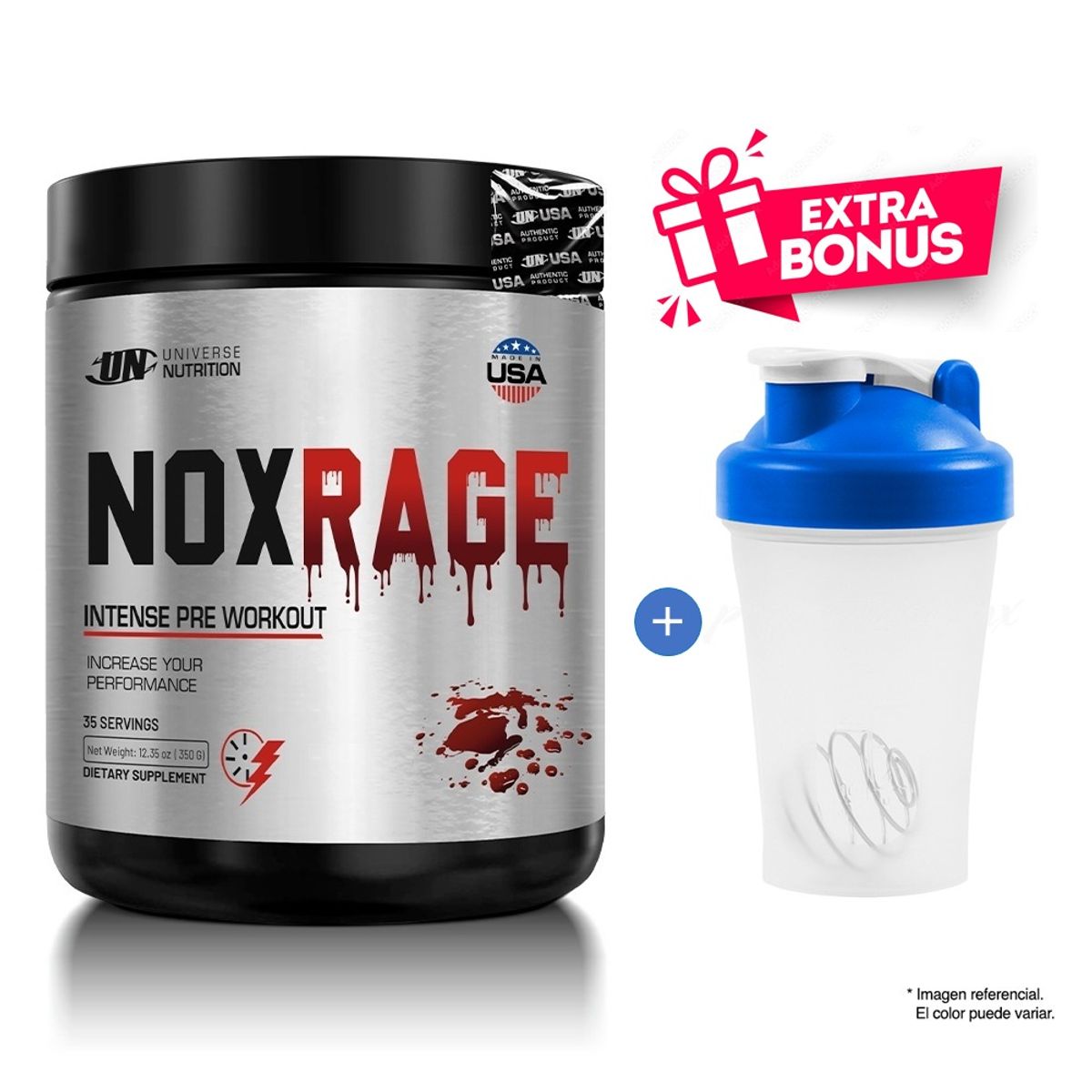 UNIVERSE NUTRITION - PRE ENTRENO UN NOX RAGE 350GR CITRUS PUNCH + SHAKER