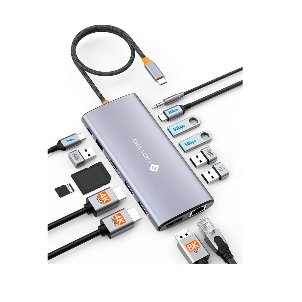 OEM - Estacion Docking Station NOVOO 14-in-1 Interfaz USB-C Plug-and-Play