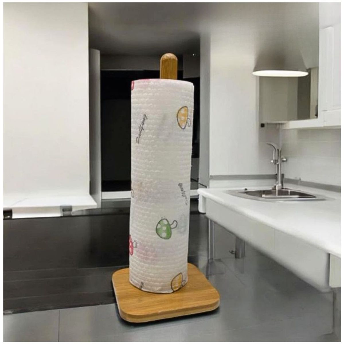 GENERICO - Porta Papel Toalla Portarrollos de Papel Bambú