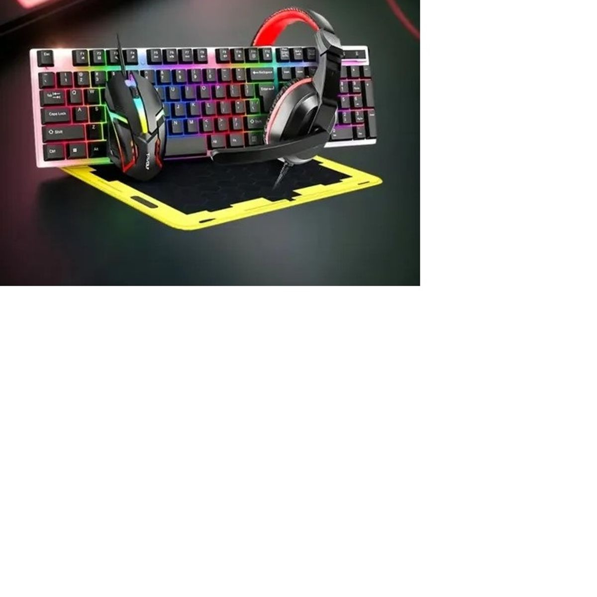 GENERICO - Pack Gamer con luces Teclado Mouse Audífonos Pad mouse Combo 4en1