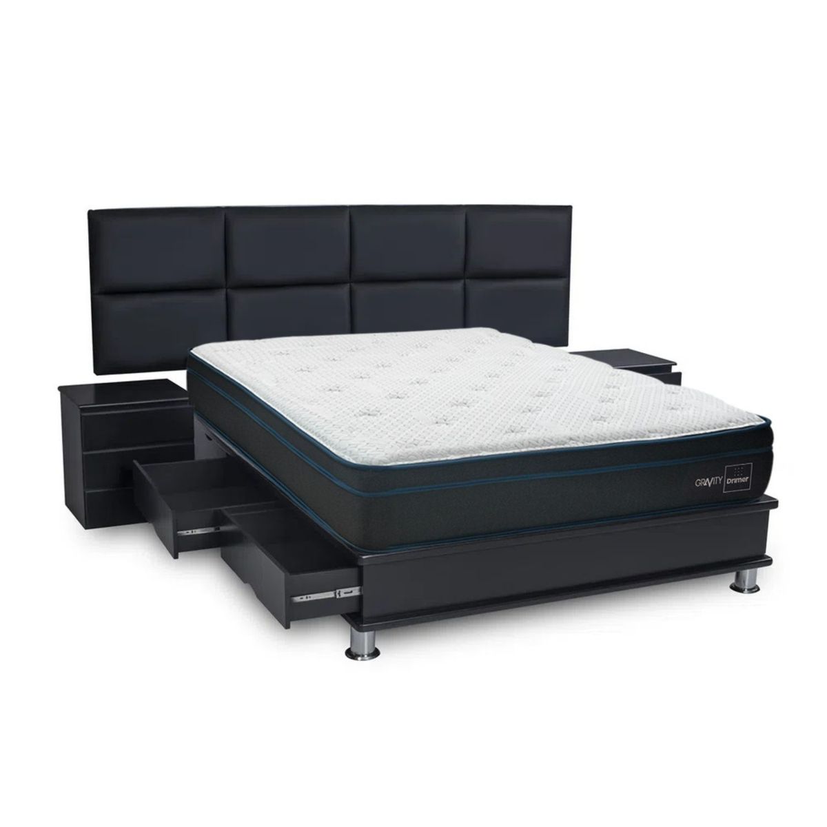 DRIMER - Dormitorio con Cajones Gravity Kaela Queen + 2 Almohadas