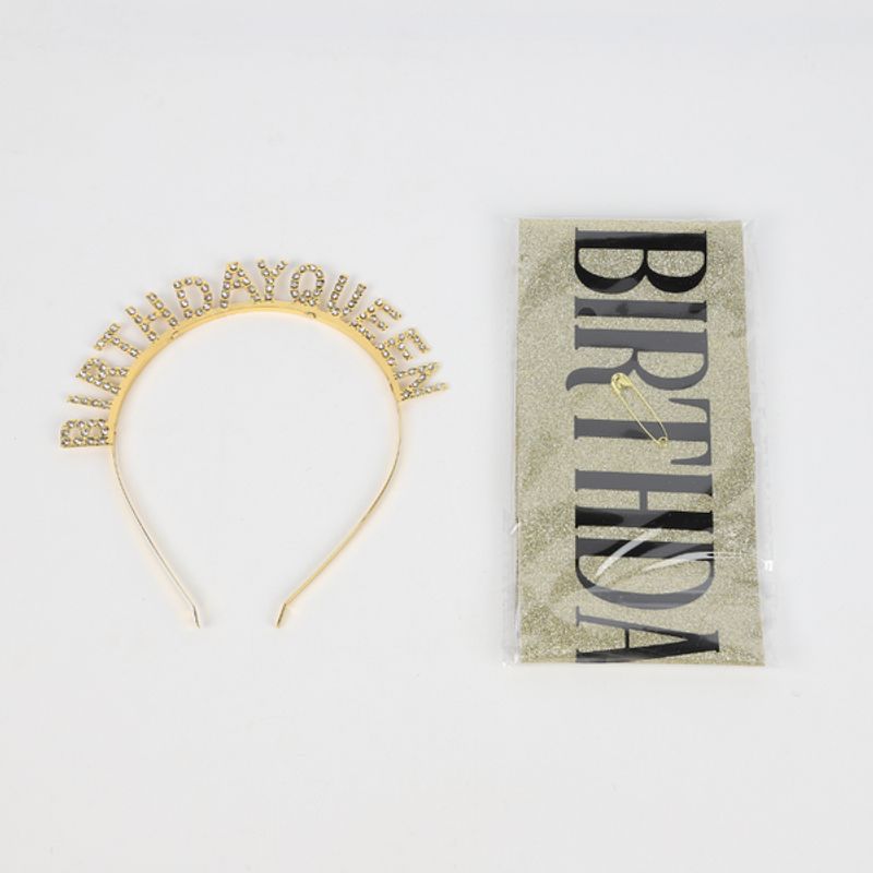 PIA COPELLO STORE - Kit Birthday Queen Vincha y Cinto Dorado