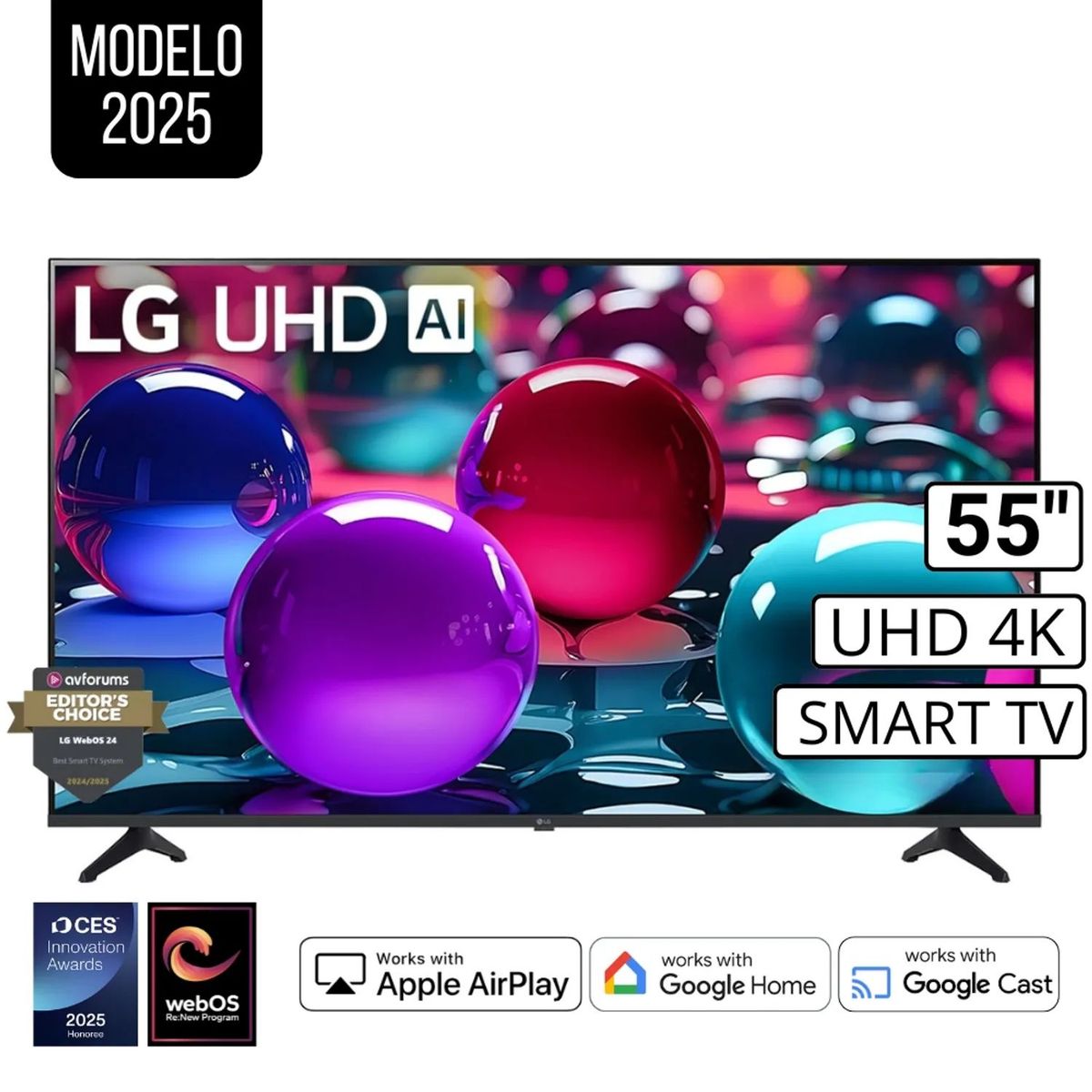 LG - Televisor LG 55" UHD 4K 55UA7300PSB con ThinQ AI – 2025