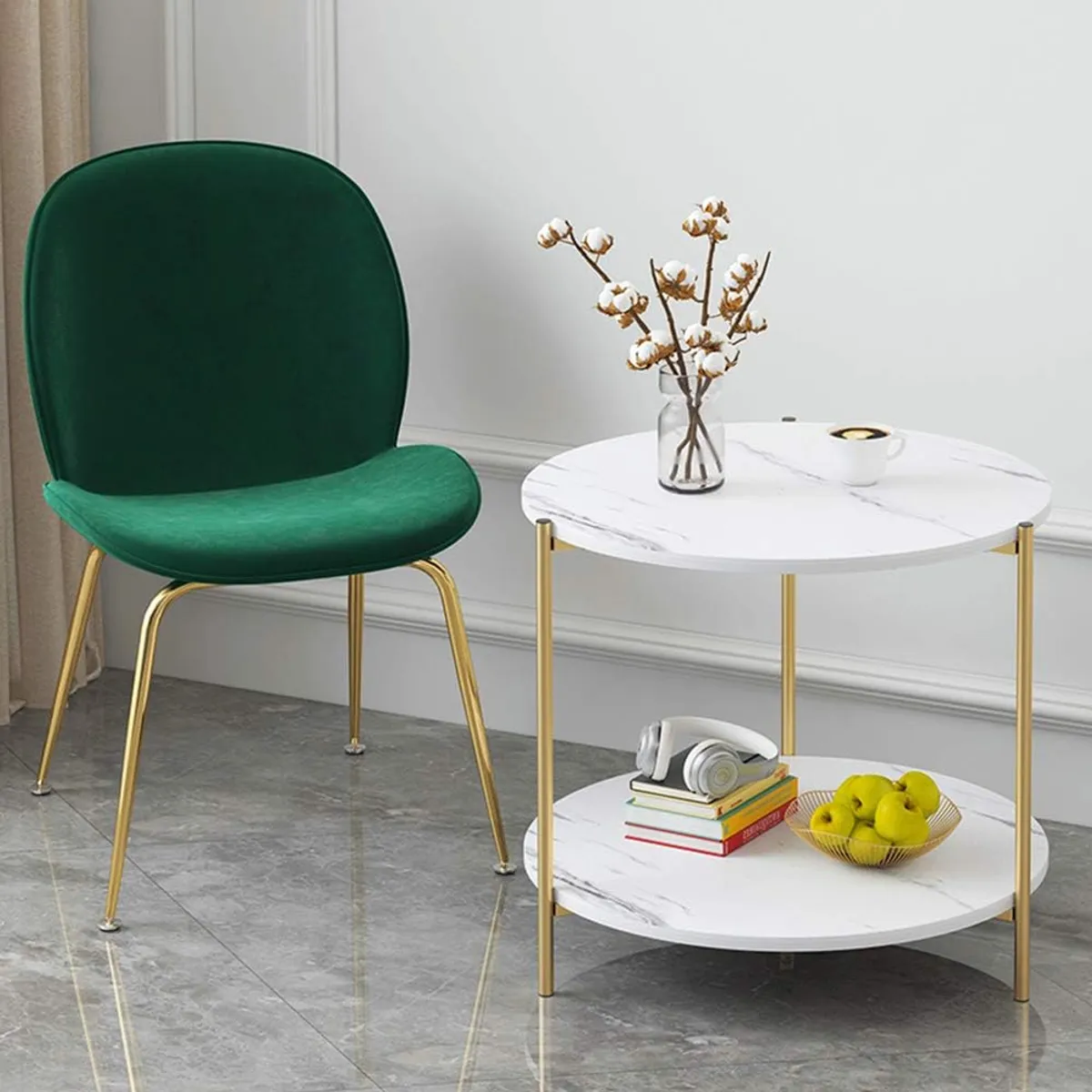 ANYHOGAR - Mesa Auxiliar Decorativa Para Sala De Estar Color Blanco