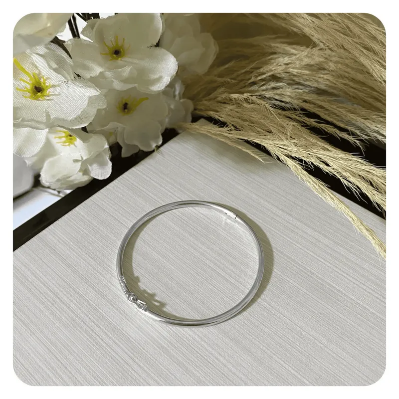 GENERICO - Puñera Pulsera Tubular Lisa Regalo Novia Mamá Plata 950