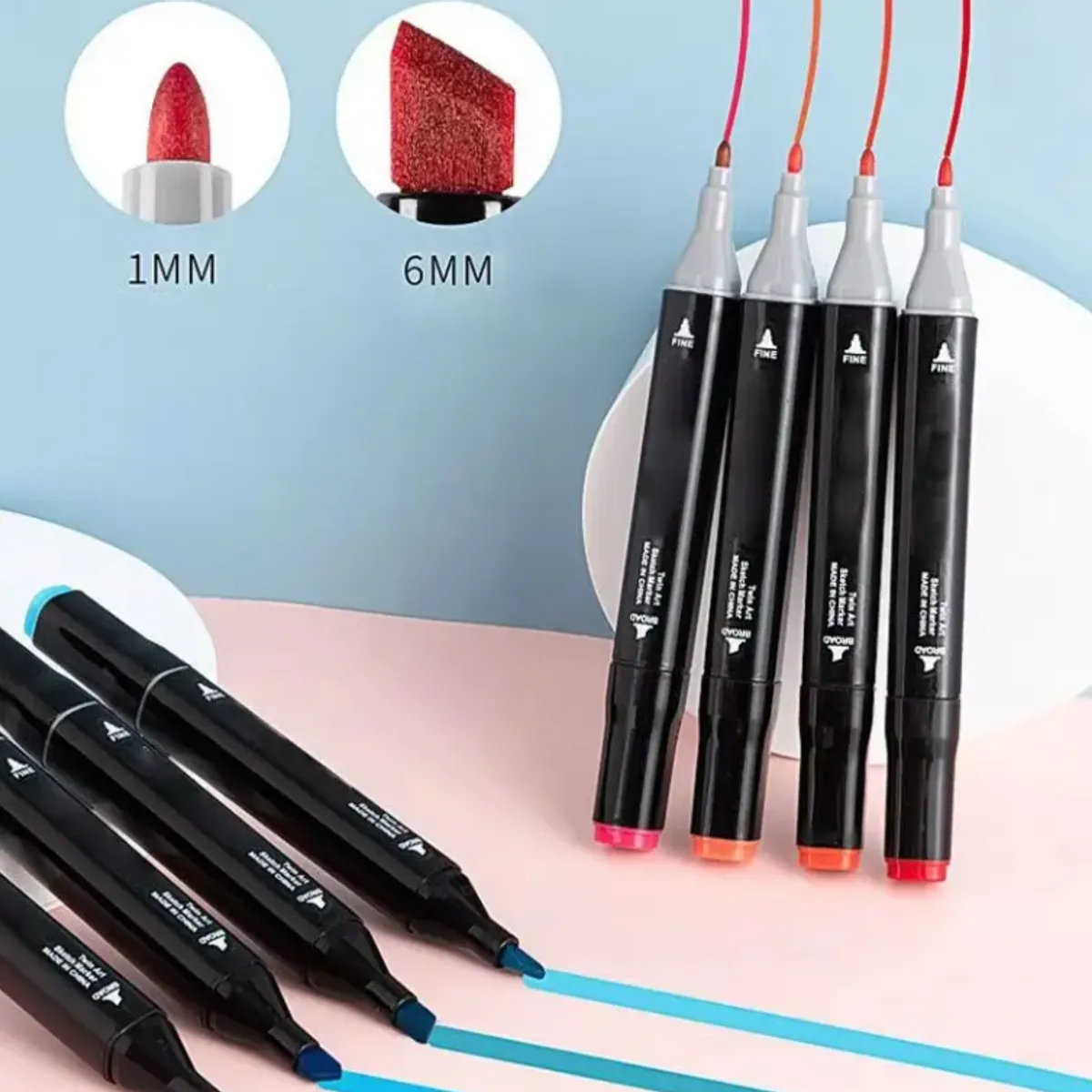 GENERICO - Plumones Touch 262 Piezas Doble Punta con Base