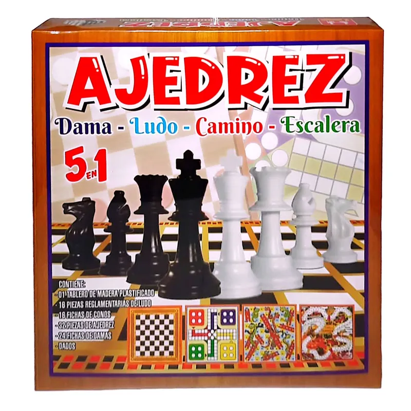 GENERICO - AJEDREZ 5 EN 1 / DAMA-LUDO-CAMINO-ESCALERA