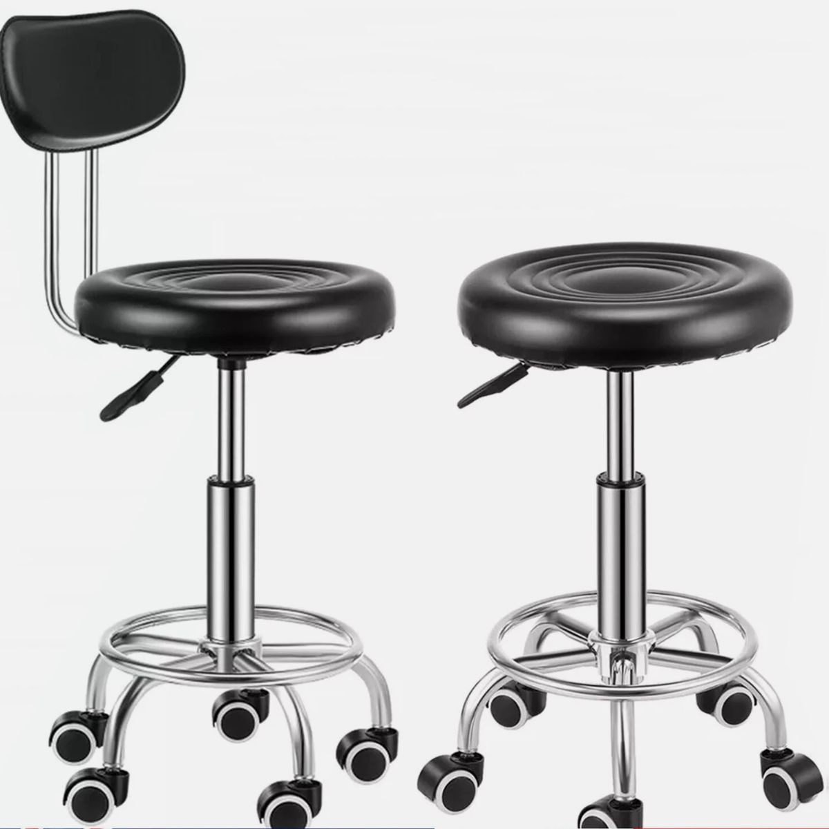 GENERICO - SILLA GIRATORIO MULTIPROPÓSITO BANCO BAR PU NEGRO CON ESPALDAR