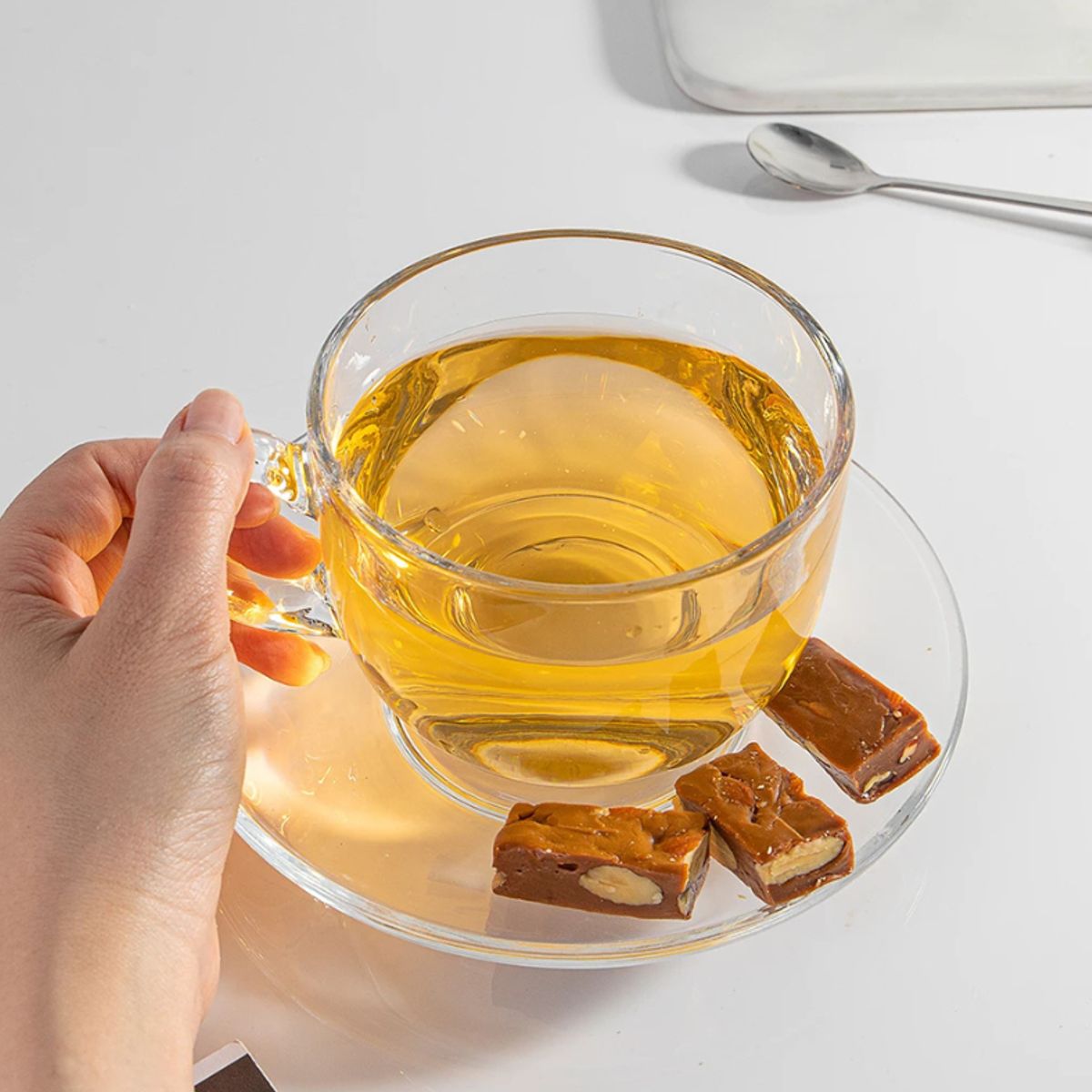 GENERICO - Taza con  platillo de vidrio    420 ml