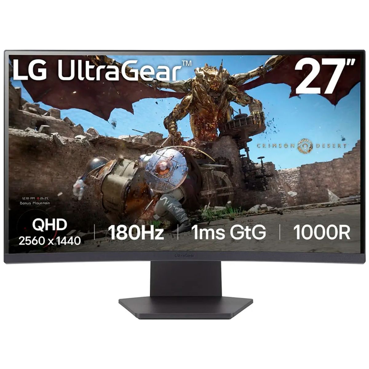 LG - Monitor Gamer LG 27 Curvo 27GS60QC-B Qhd 180hz 1ms Amd Freesync Hdr10