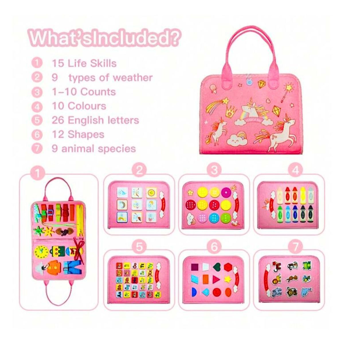 GENERICO - Juego Libro Sensorial De Actividades Montessori Reutilizable