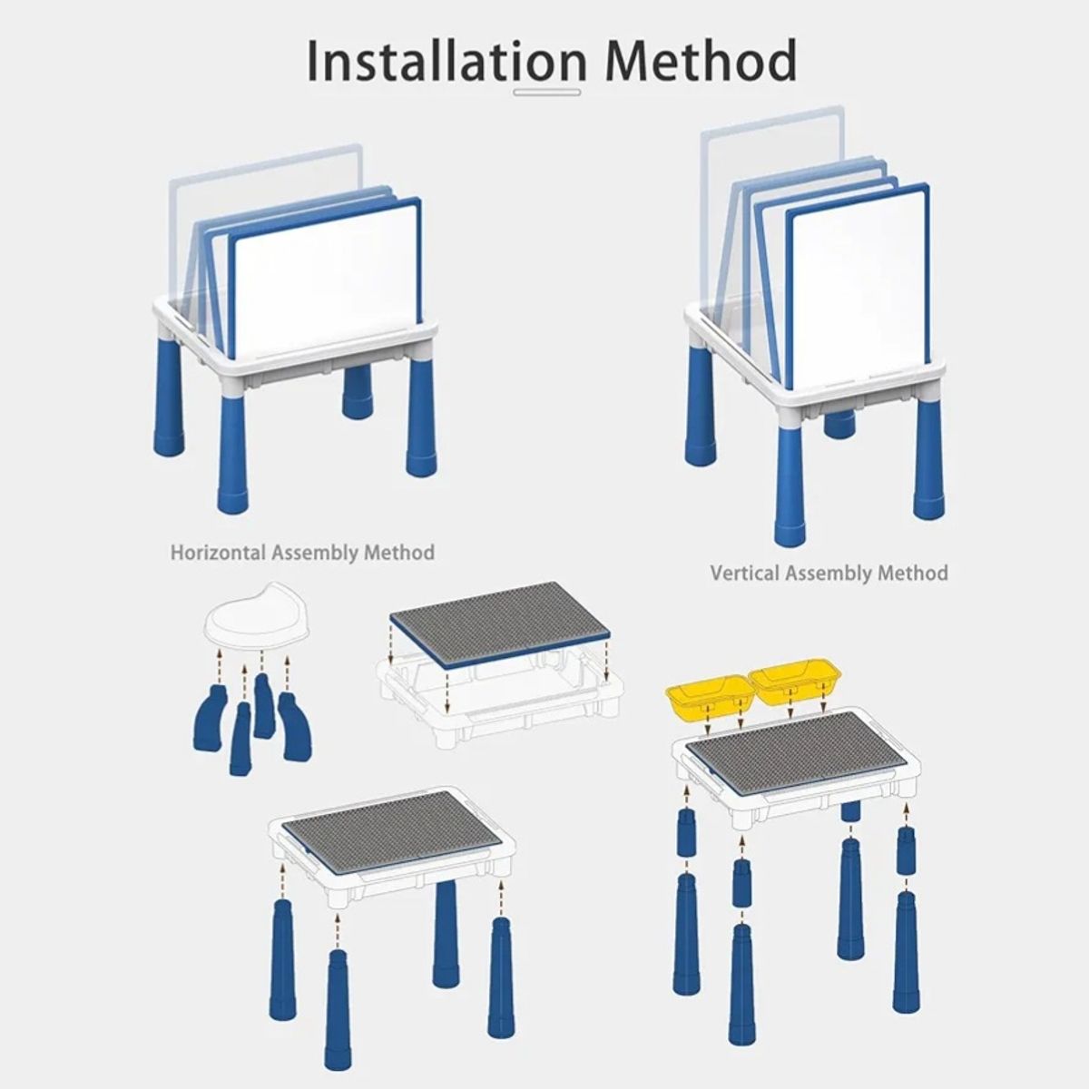 GENERICO - MESA LEGO MULTIFUNCIONAL 3 EN 1 CON 300 BLOQUES + SILLA