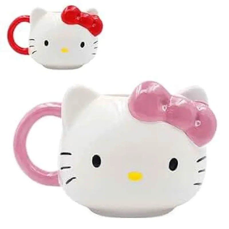HELLO KITTY - TAZA HELLO KITTY DE CERAMICA 420ml MAS PLATO 2 PIEZAS ROSA
