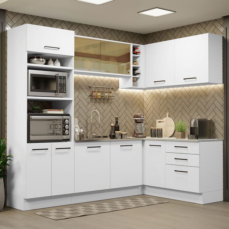 MADESA - Mueble de Cocina Integral de Esquina Agata 399 cm Blanco 01