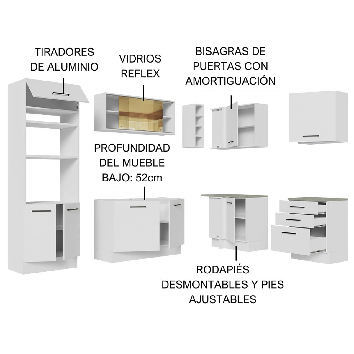 MADESA - Mueble de Cocina Integral de Esquina Agata 399 cm Blanco 01