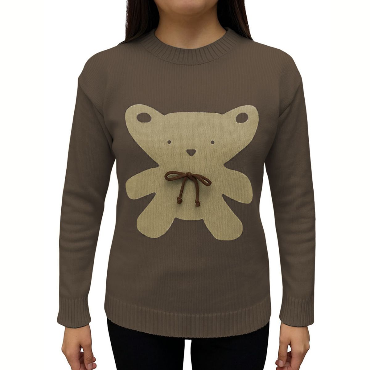 GENERICO - Chompa Mujer Osito 359G-25 Hilo Tacto Color Marron