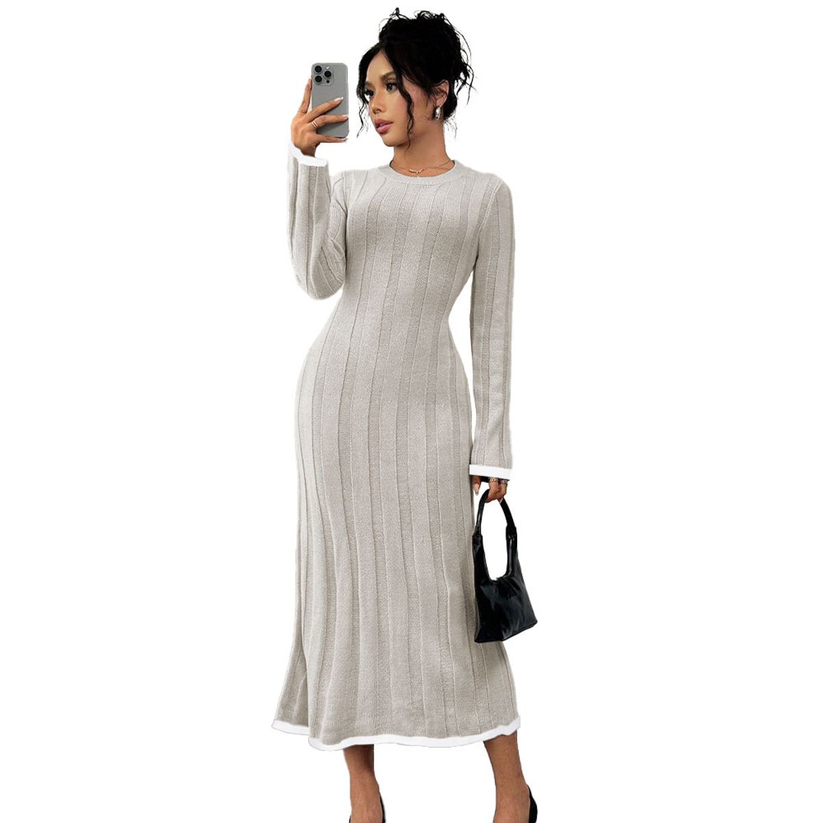 GENERICO - Vestido Mujer 463G-37 Hilo Tacto Amarrable la Espalda Claro Hueso