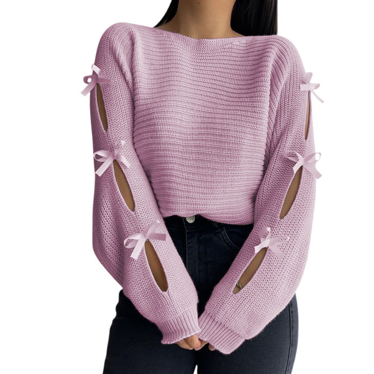 GENERICO - Chompa Mujer 359G-23 Hilo Tacto Con Cintas Color Rosa