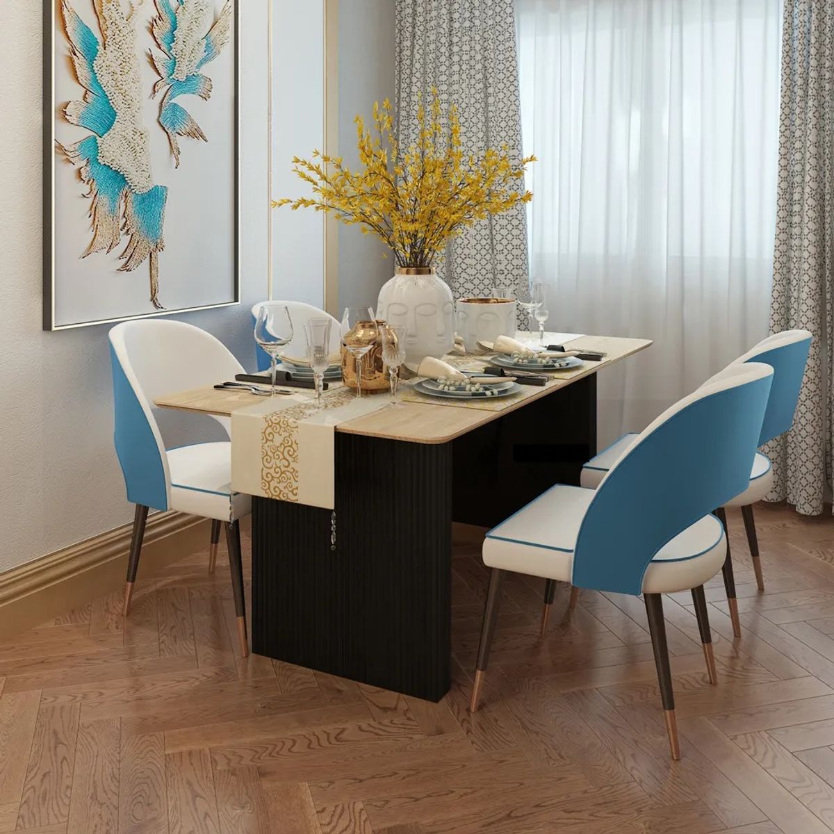 TUGO - Mesa De Comedor Odra Mdf NegroNatural