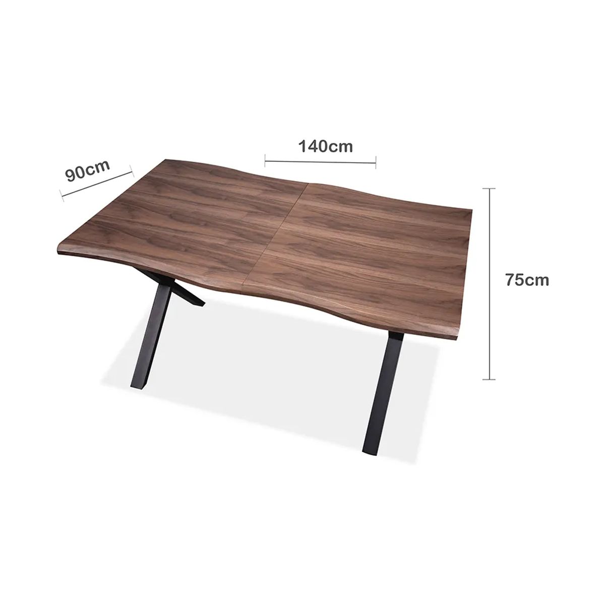 TUGO - Mesa De Comedor Wave Long Extensible Madera NogalMetal