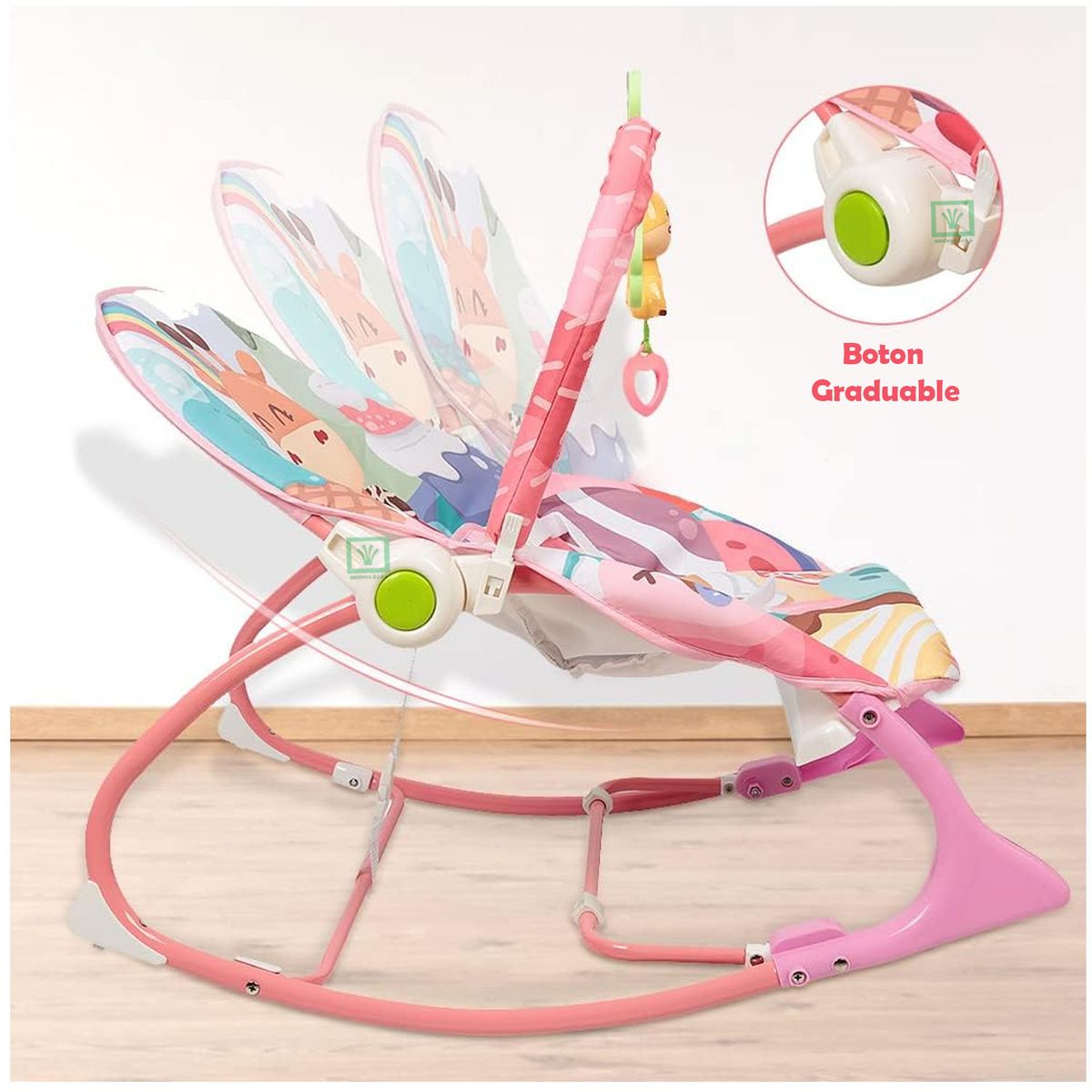 IDEAL BABY & KIDS - Mecedora para Bebes Musical y Vibrador Kimmy Rosado