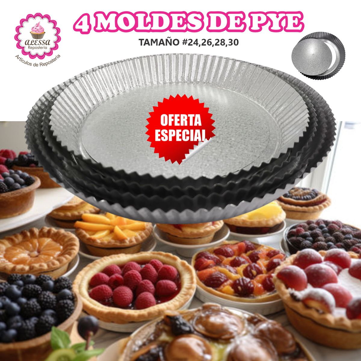 GENERICO - Set de 4 Moldes de Pye para Repostería