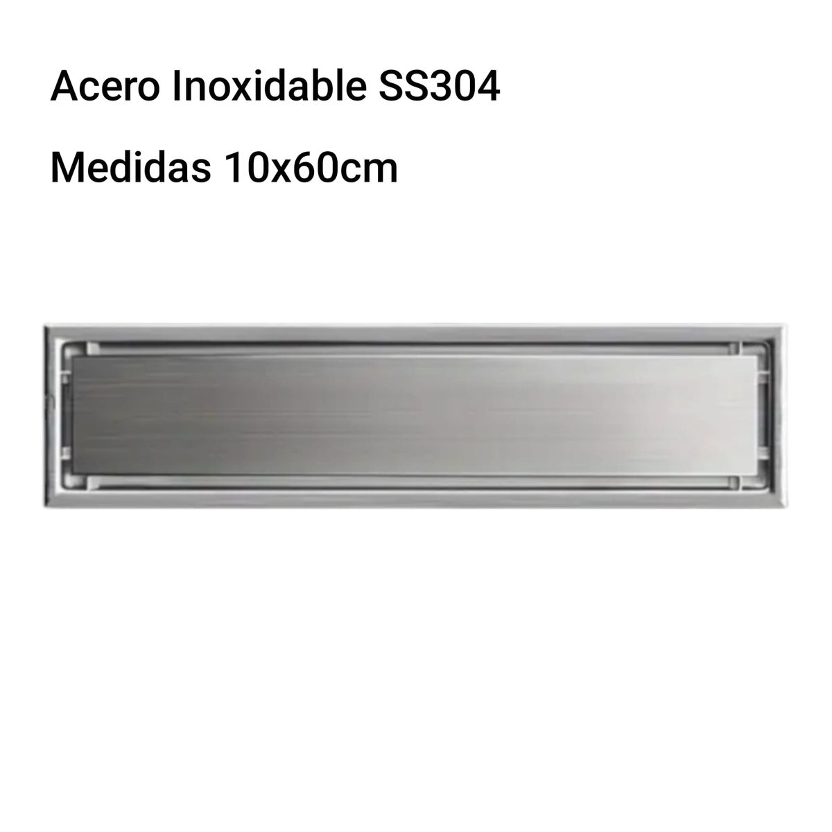 GENERICO - Sumidero Reversible con borde Acero Inoxidable SUS 304 10x60cm