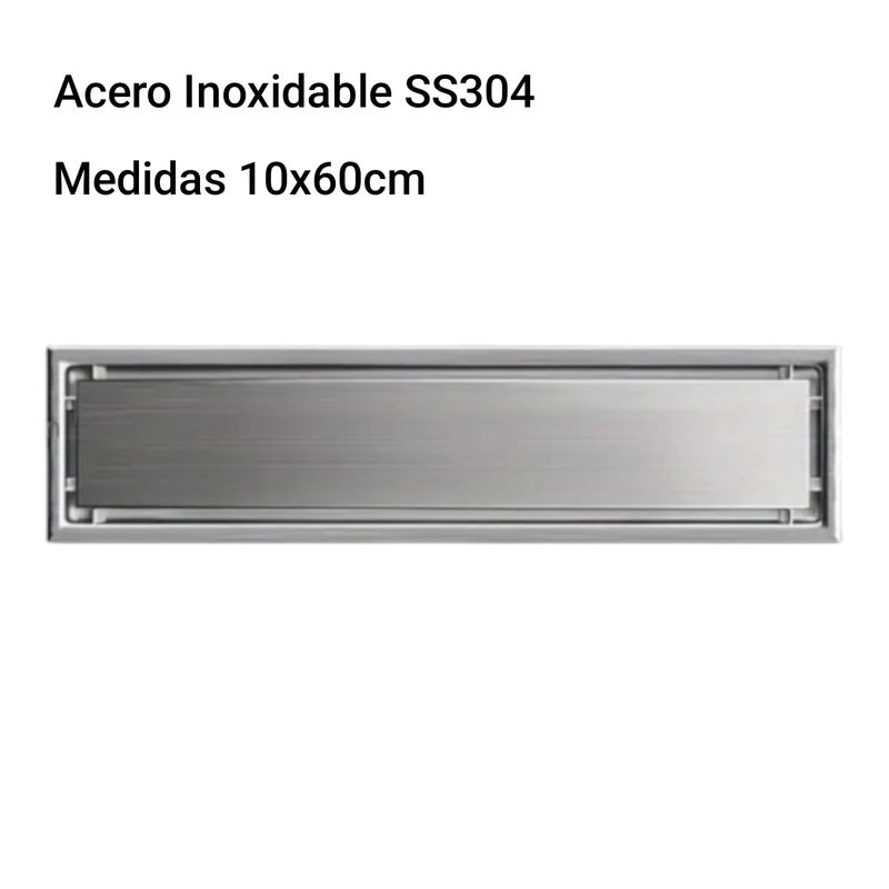 GENERICO - Sumidero Reversible con borde Acero Inoxidable SUS 304 10x60cm