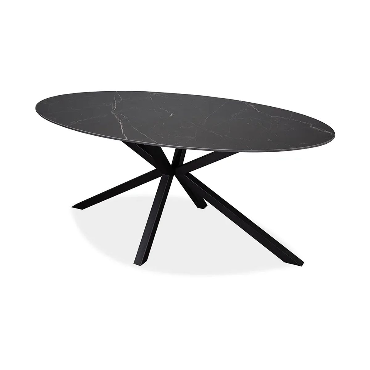 TUGO - Mesa De Comedor Alexa Ceramica Metal Negro