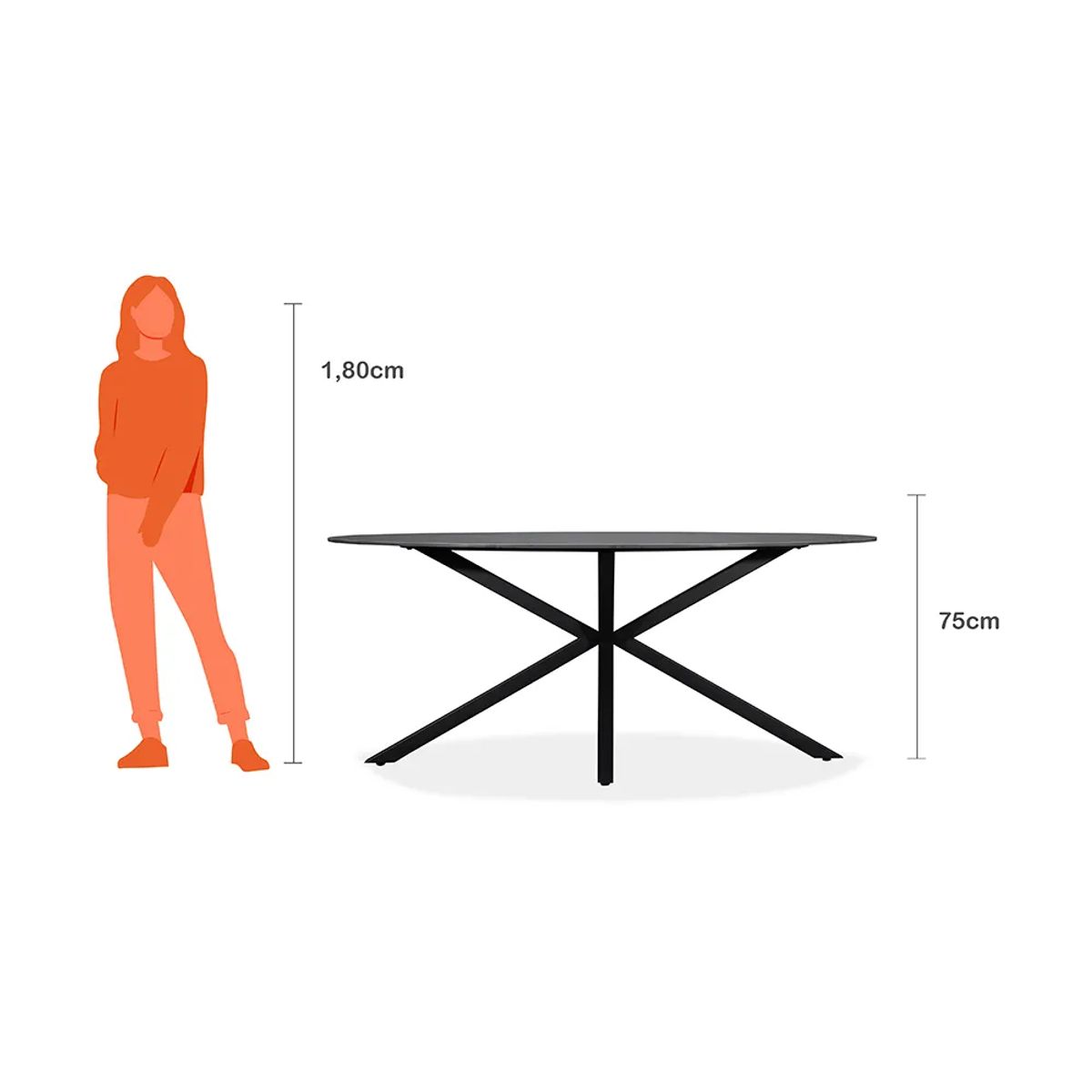 TUGO - Mesa De Comedor Alexa Ceramica Metal Negro