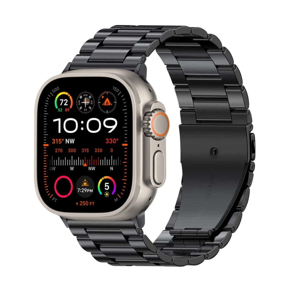 GENERICO - Correa Metálica Tipo Brazalete para 42 a 49MM Broche Negro